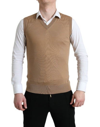 Dolce & Gabbana Elegant Sleeveless V-Neck Wool Sweater Dolce & Gabbana