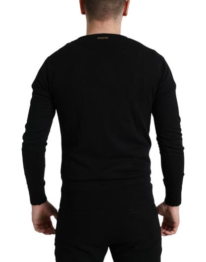 Dolce & Gabbana Elegant Black Cotton Crewneck Pullover Sweater Dolce & Gabbana