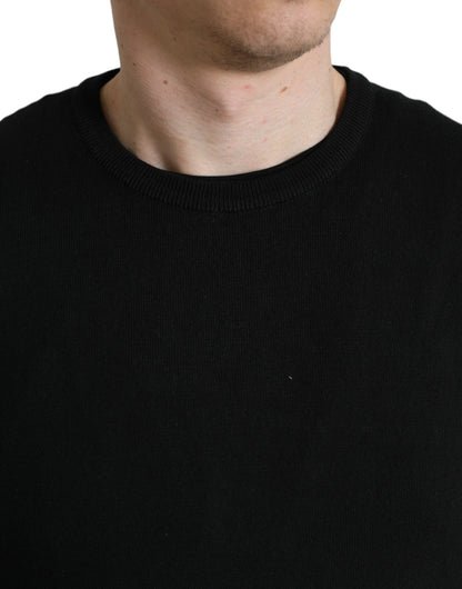 Dolce & Gabbana Elegant Black Cotton Crewneck Pullover Sweater Dolce & Gabbana