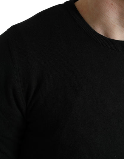 Dolce & Gabbana Elegant Black Cotton Crewneck Pullover Sweater Dolce & Gabbana