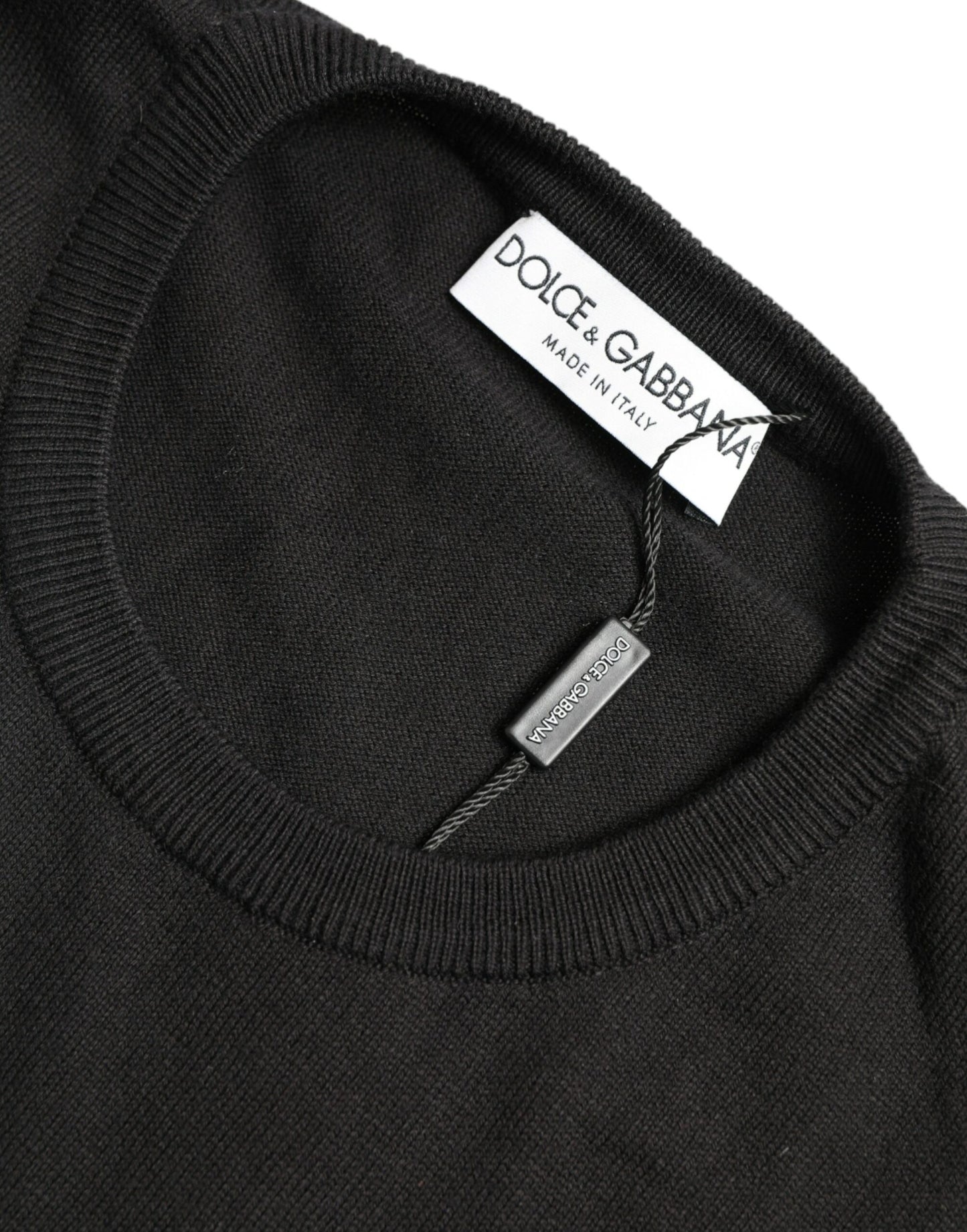 Dolce & Gabbana Elegant Black Cotton Crewneck Pullover Sweater Dolce & Gabbana