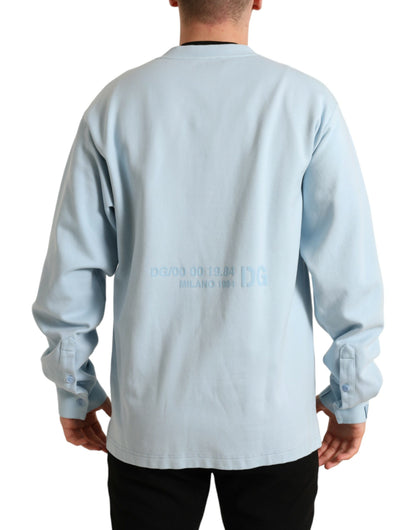 Dolce & Gabbana Elegant Light Blue Cotton Blend Crew Neck Sweater Dolce & Gabbana