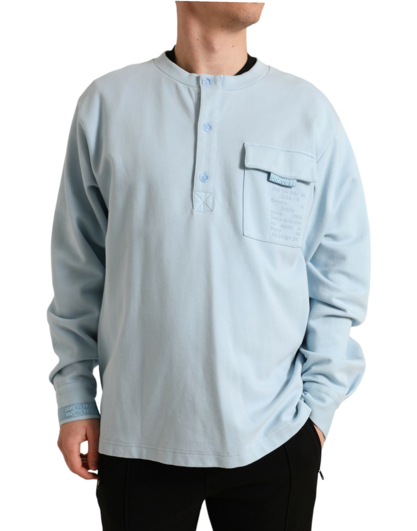 Dolce & Gabbana Elegant Light Blue Cotton Blend Crew Neck Sweater Dolce & Gabbana