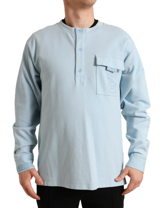 Dolce & Gabbana Elegant Light Blue Cotton Blend Crew Neck Sweater Dolce & Gabbana