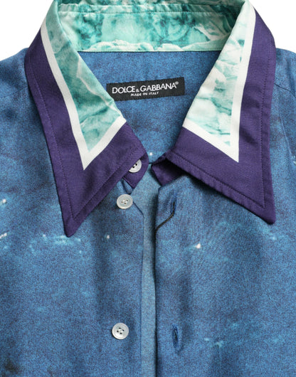 Dolce & Gabbana Elegant Ocean Print Silk Shirt Dolce & Gabbana