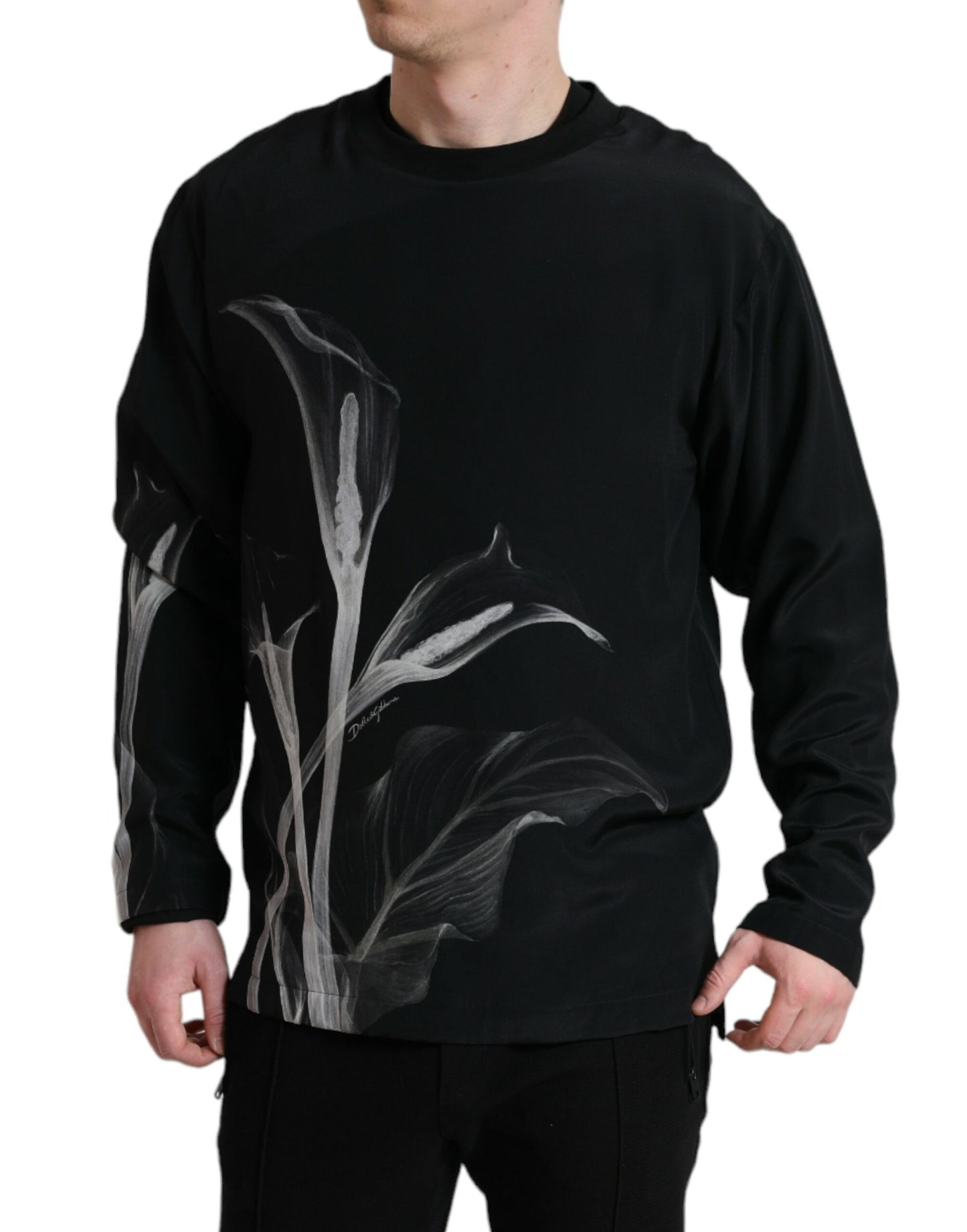 Dolce & Gabbana Floral Silk Crew Neck Sweater Dolce & Gabbana