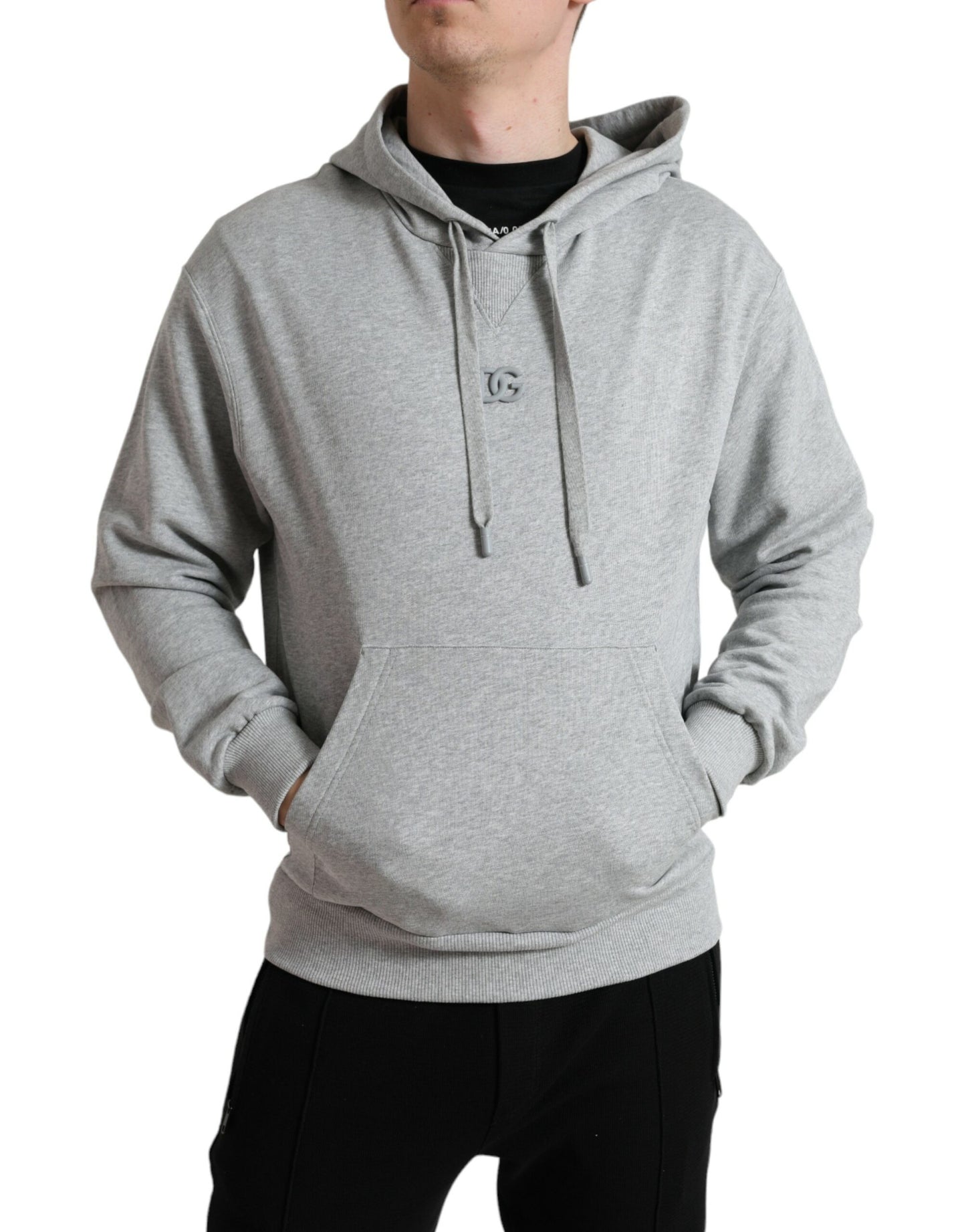 Dolce & Gabbana Chic Gray Logo Hooded Cotton Sweater Dolce & Gabbana