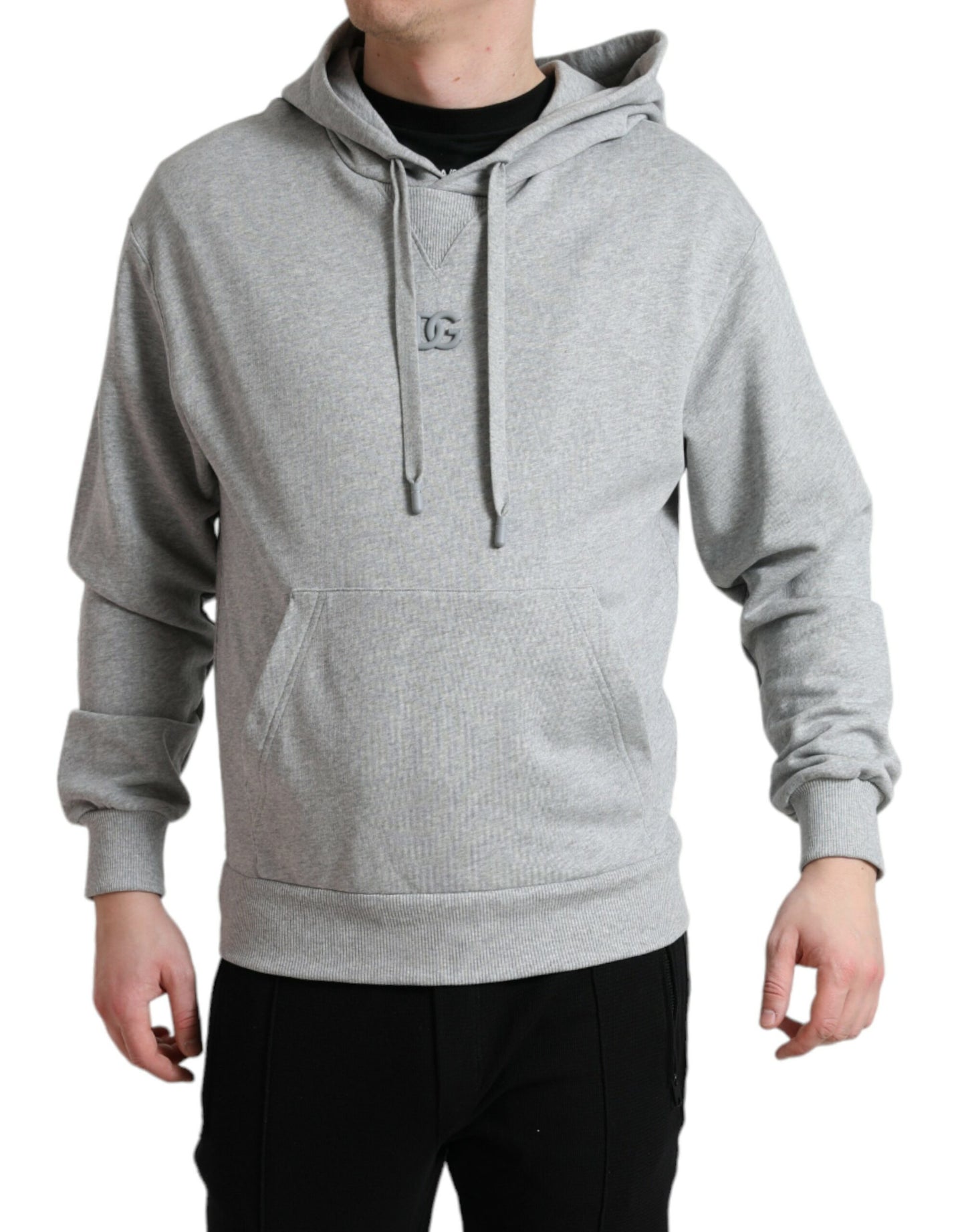 Dolce & Gabbana Chic Gray Logo Hooded Cotton Sweater Dolce & Gabbana