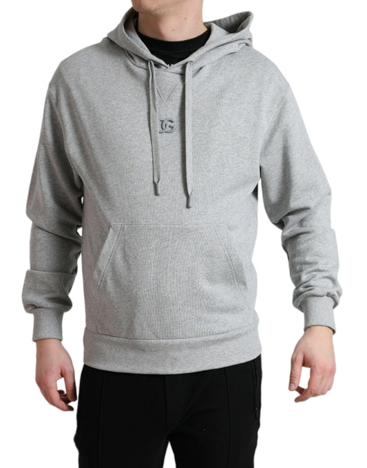 Dolce & Gabbana Chic Gray Logo Hooded Cotton Sweater Dolce & Gabbana