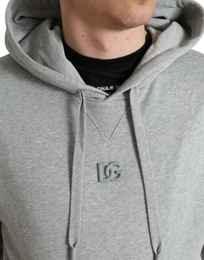 Dolce & Gabbana Chic Gray Logo Hooded Cotton Sweater Dolce & Gabbana