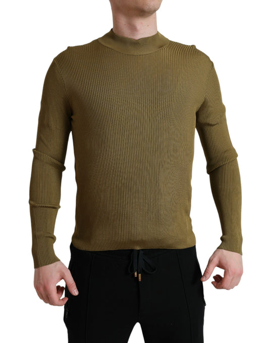 Dolce & Gabbana Army Green Viscose Crew Neck Sweater Dolce & Gabbana