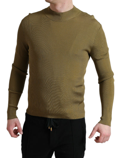 Dolce & Gabbana Army Green Viscose Crew Neck Sweater Dolce & Gabbana