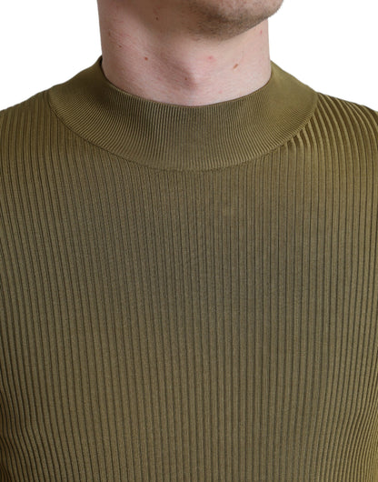 Dolce & Gabbana Army Green Viscose Crew Neck Sweater Dolce & Gabbana