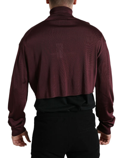 Dolce & Gabbana Maroon Turtleneck Viscose Sweater Dolce & Gabbana