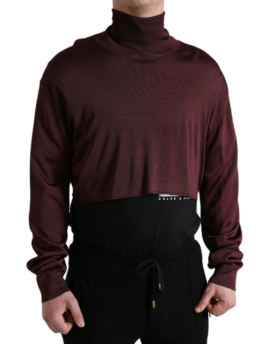 Dolce & Gabbana Maroon Turtleneck Viscose Sweater Dolce & Gabbana