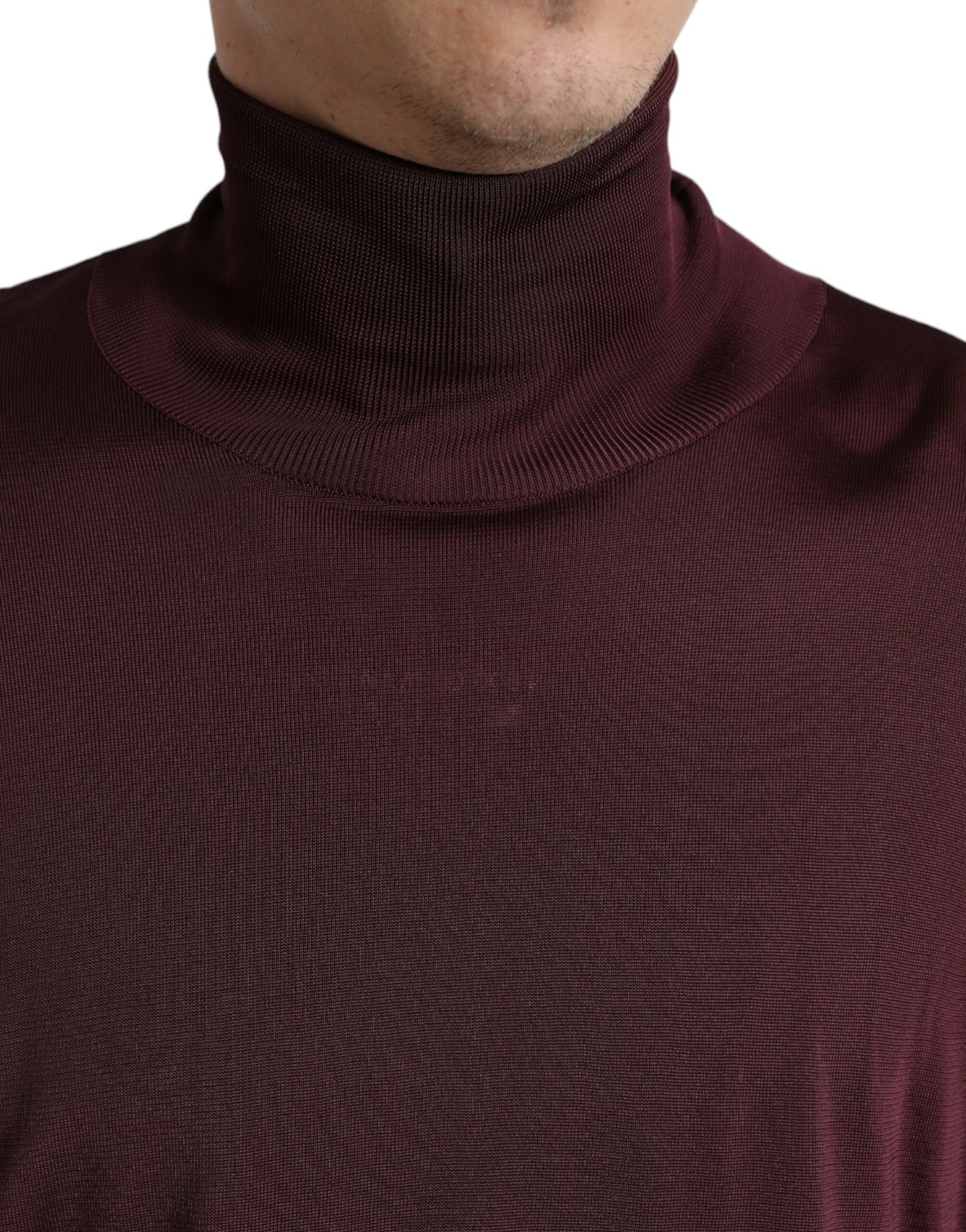 Dolce & Gabbana Maroon Turtleneck Viscose Sweater Dolce & Gabbana