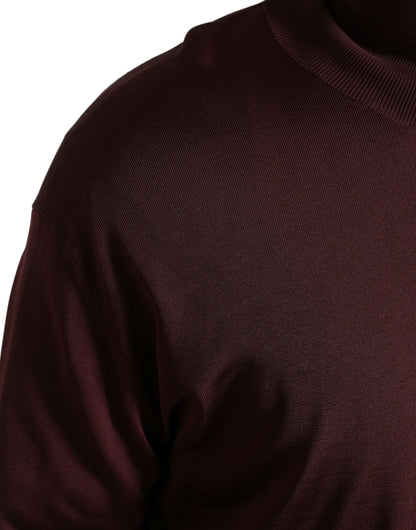 Dolce & Gabbana Maroon Turtleneck Viscose Sweater Dolce & Gabbana