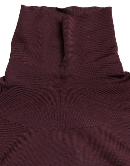 Dolce & Gabbana Maroon Turtleneck Viscose Sweater Dolce & Gabbana