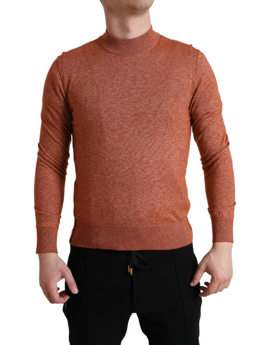 Dolce & Gabbana Silk-Cashmere Orange Crew Neck Sweater Dolce & Gabbana