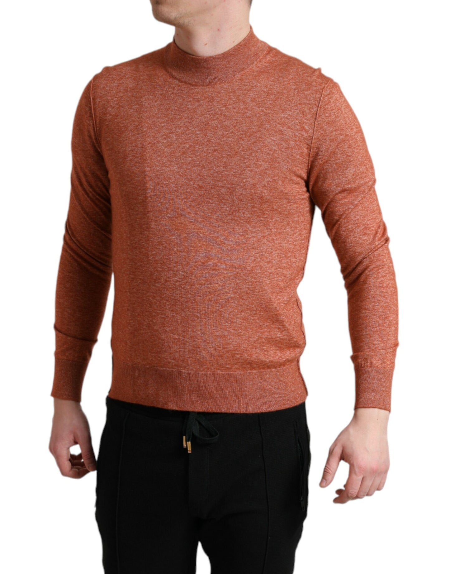 Dolce & Gabbana Silk-Cashmere Orange Crew Neck Sweater Dolce & Gabbana