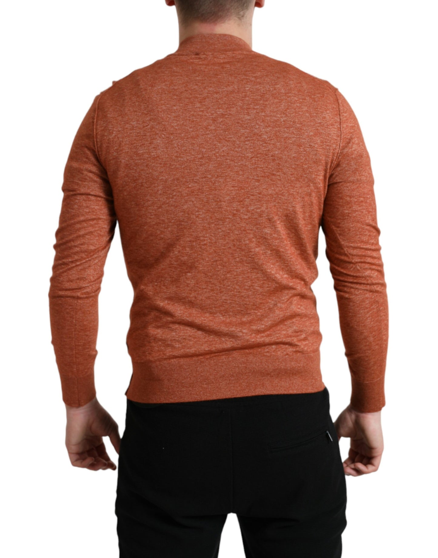 Dolce & Gabbana Silk-Cashmere Orange Crew Neck Sweater Dolce & Gabbana