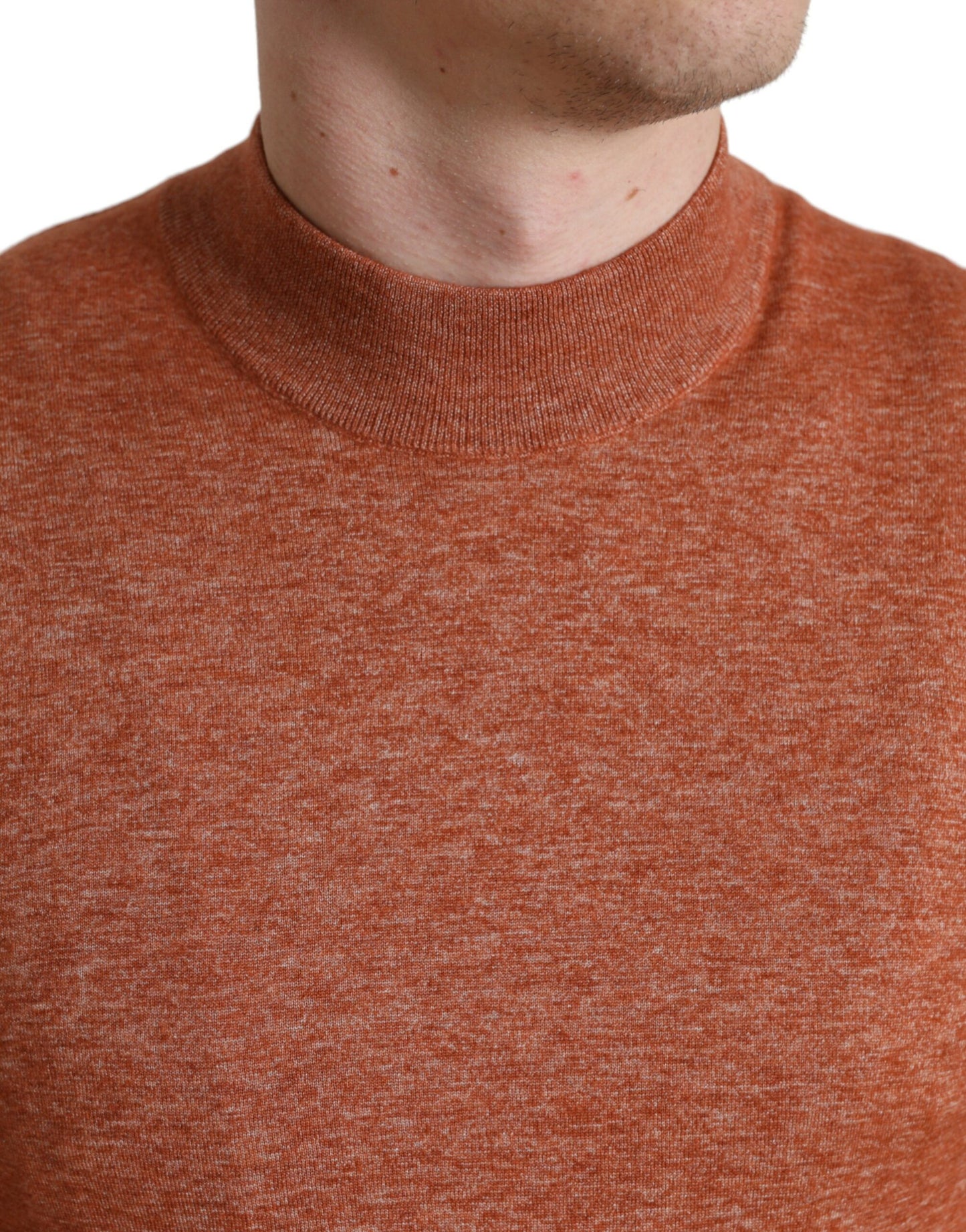 Dolce & Gabbana Silk-Cashmere Orange Crew Neck Sweater Dolce & Gabbana