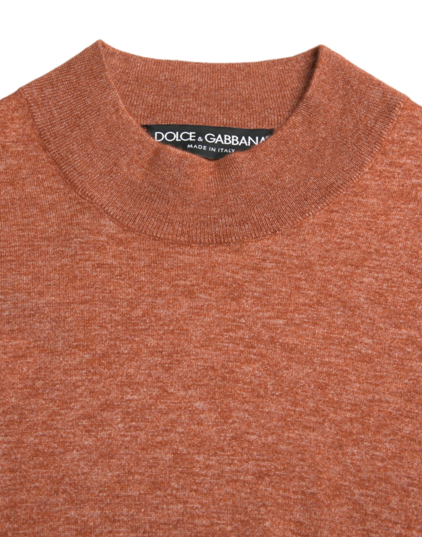 Dolce & Gabbana Silk-Cashmere Orange Crew Neck Sweater Dolce & Gabbana