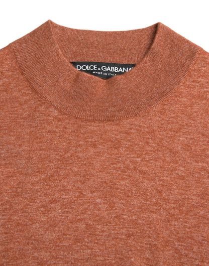 Dolce & Gabbana Silk-Cashmere Orange Crew Neck Sweater Dolce & Gabbana