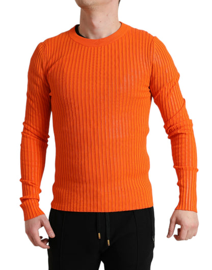 Dolce & Gabbana Sleek Sunset Orange Knitted Pullover Sweater Dolce & Gabbana