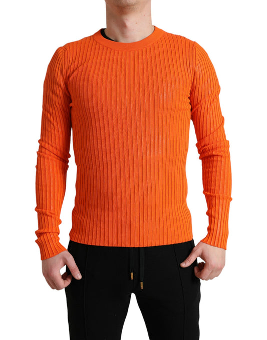 Dolce & Gabbana Sleek Sunset Orange Knitted Pullover Sweater Dolce & Gabbana