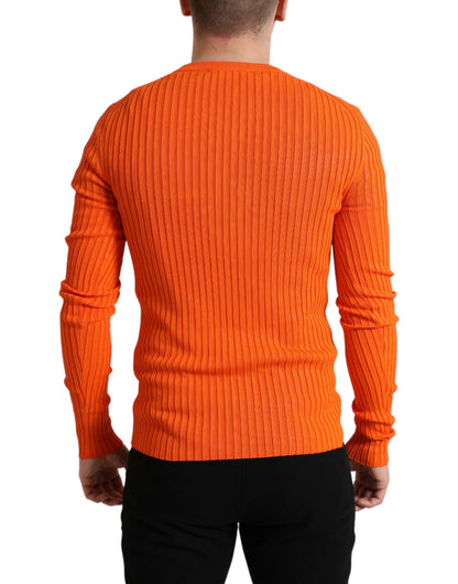 Dolce & Gabbana Sleek Sunset Orange Knitted Pullover Sweater Dolce & Gabbana