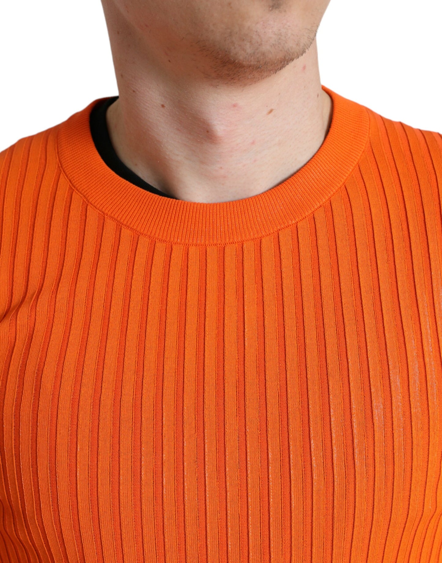 Dolce & Gabbana Sleek Sunset Orange Knitted Pullover Sweater Dolce & Gabbana