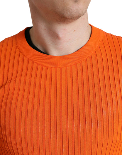 Dolce & Gabbana Sleek Sunset Orange Knitted Pullover Sweater Dolce & Gabbana