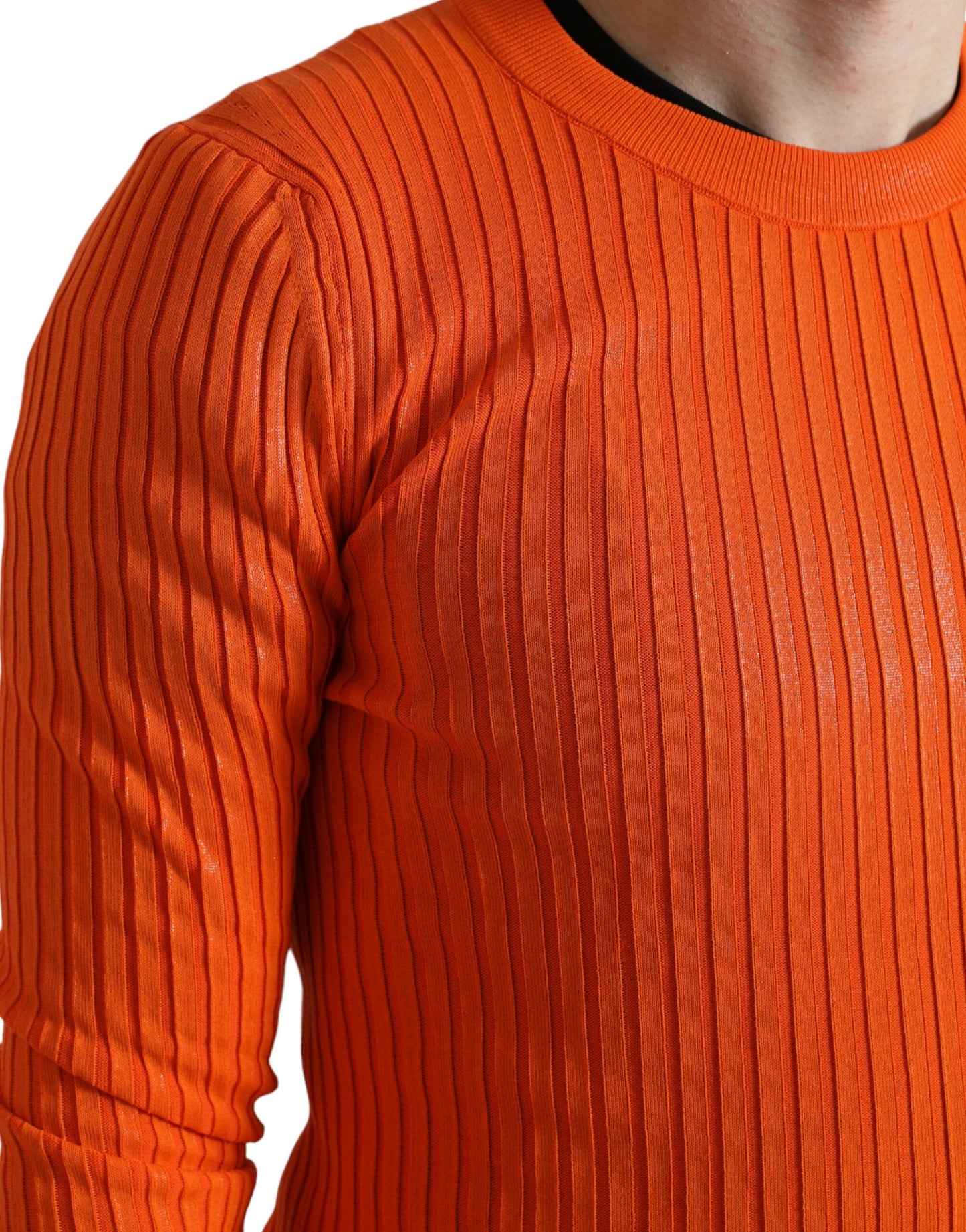 Dolce & Gabbana Sleek Sunset Orange Knitted Pullover Sweater Dolce & Gabbana