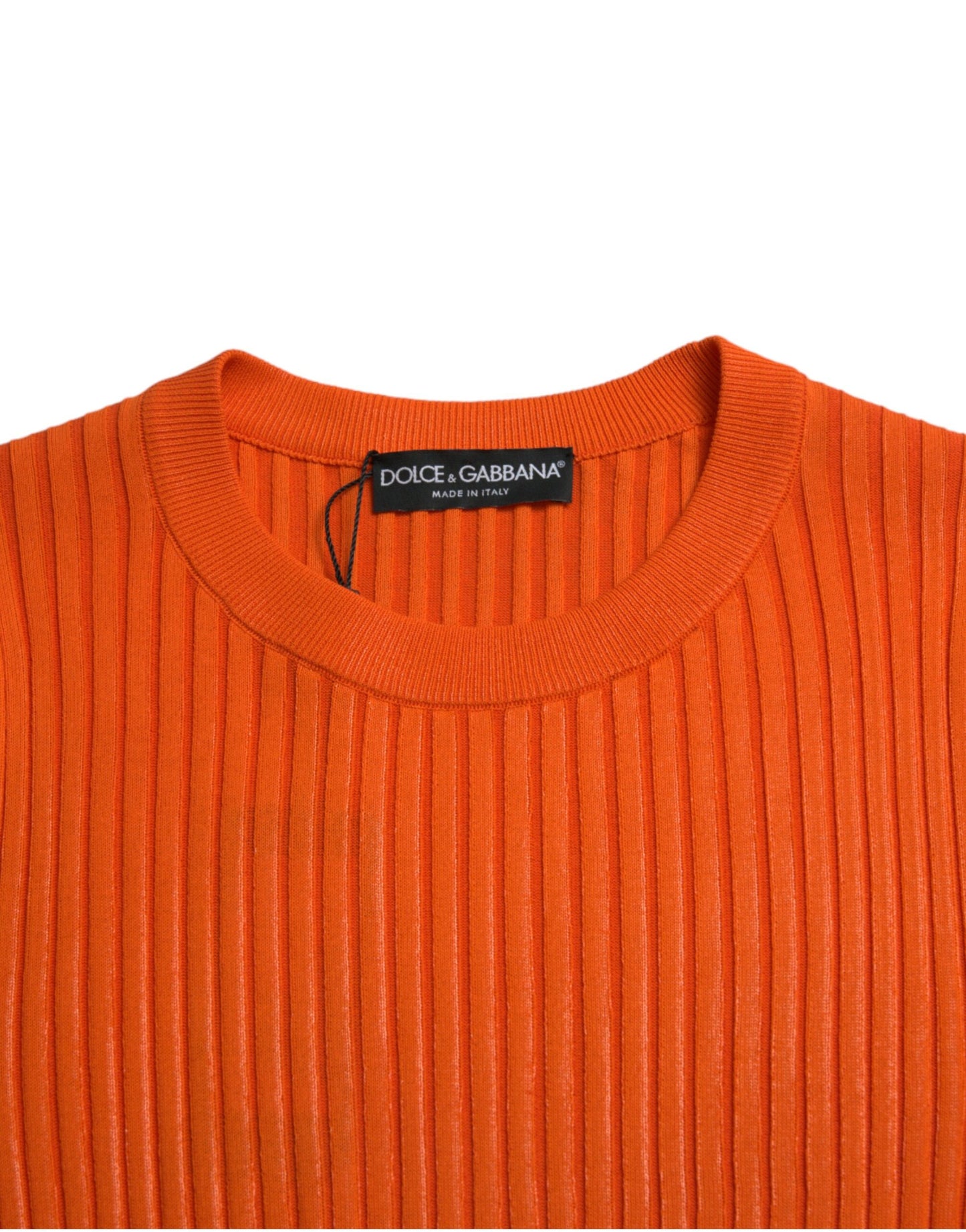 Dolce & Gabbana Sleek Sunset Orange Knitted Pullover Sweater Dolce & Gabbana