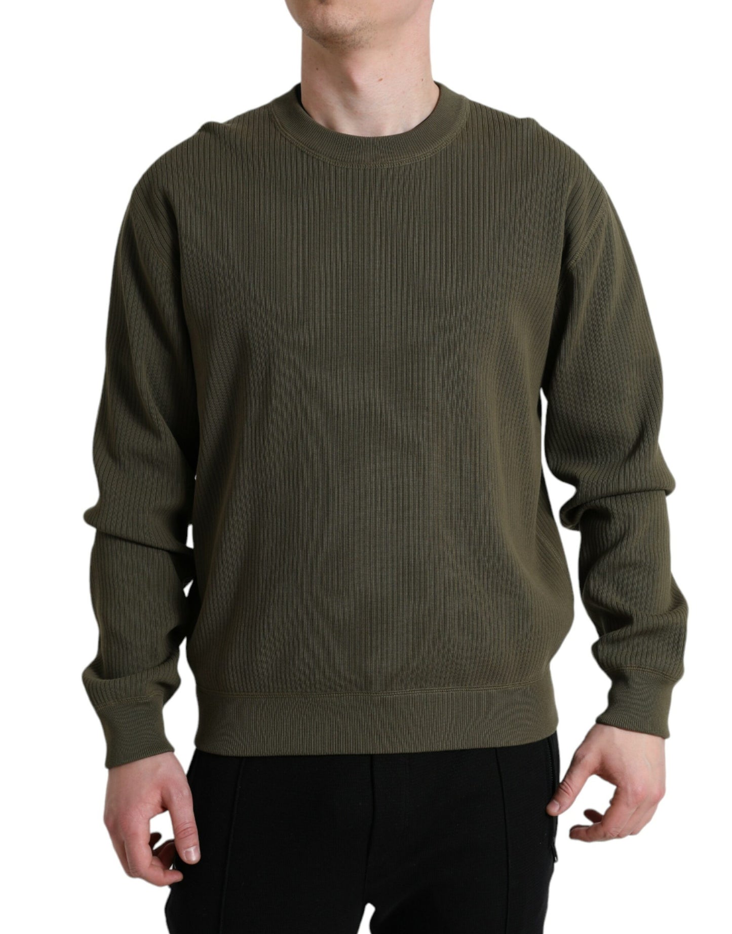 Dolce & Gabbana Elegant Green Crew Neck Cotton Sweater Dolce & Gabbana