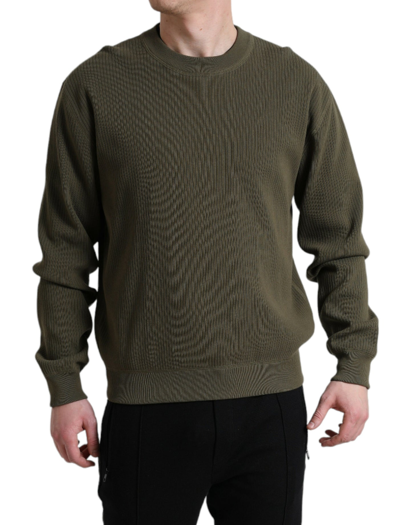 Dolce & Gabbana Elegant Green Crew Neck Cotton Sweater Dolce & Gabbana