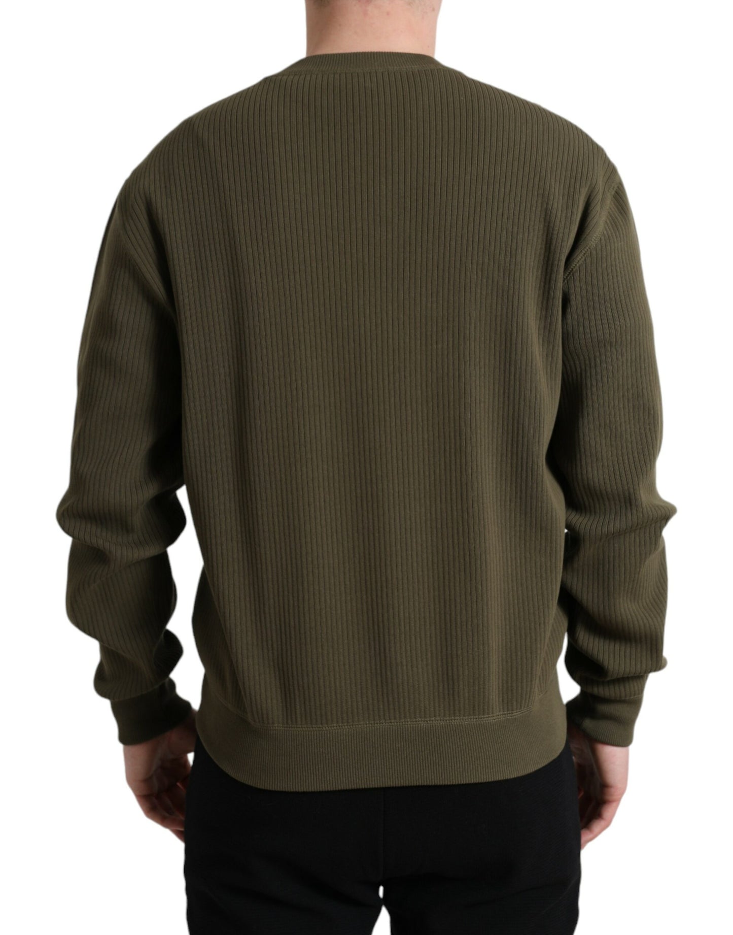 Dolce & Gabbana Elegant Green Crew Neck Cotton Sweater Dolce & Gabbana