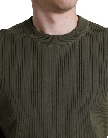 Dolce & Gabbana Elegant Green Crew Neck Cotton Sweater Dolce & Gabbana