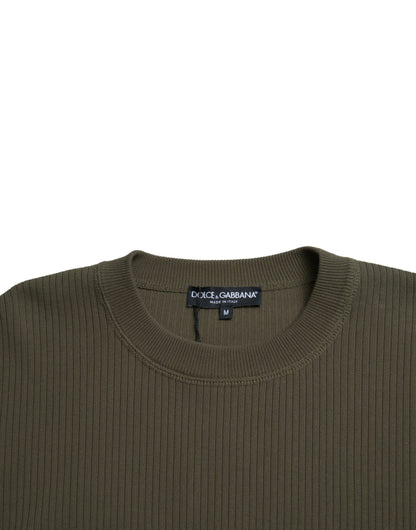 Dolce & Gabbana Elegant Green Crew Neck Cotton Sweater Dolce & Gabbana