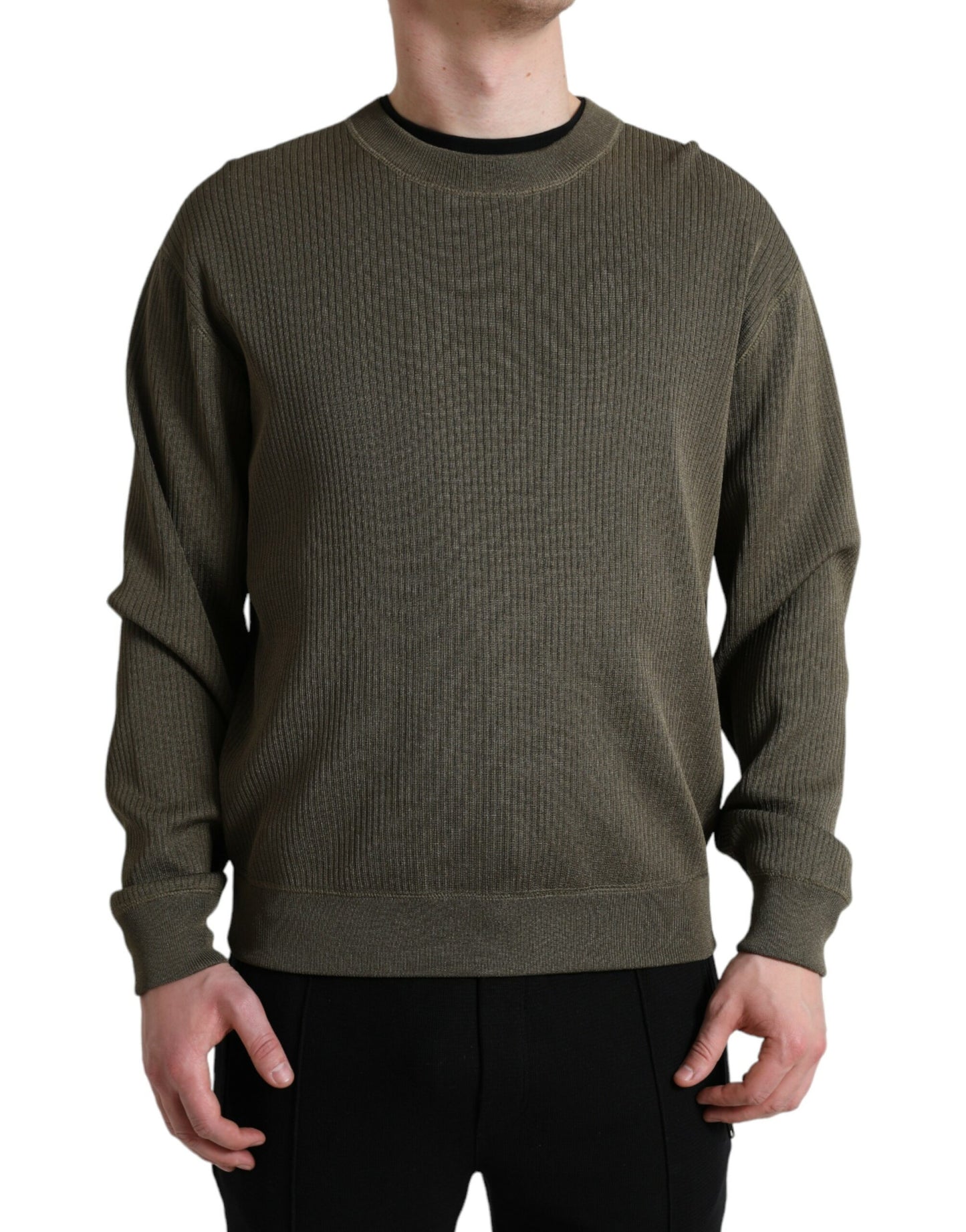 Dolce & Gabbana Elegant Green Crew Neck Sweater Dolce & Gabbana