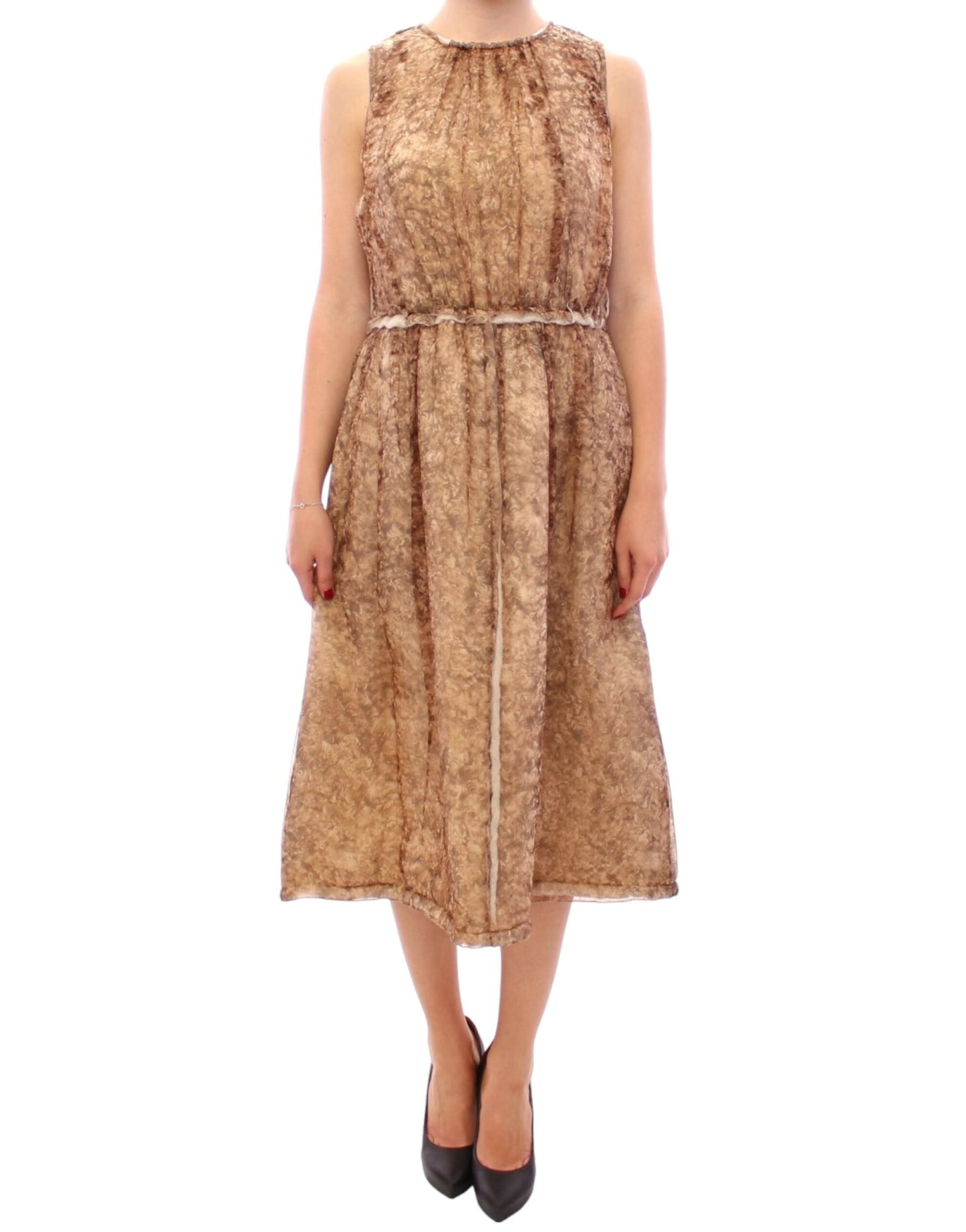 Dolce & Gabbana Elegant Silk Sleeveless Knee-Length Dress Dolce & Gabbana