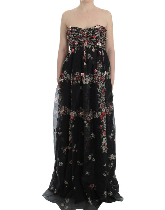 Dolce & Gabbana Elegant Strapless Silk Maxi Dress Dolce & Gabbana