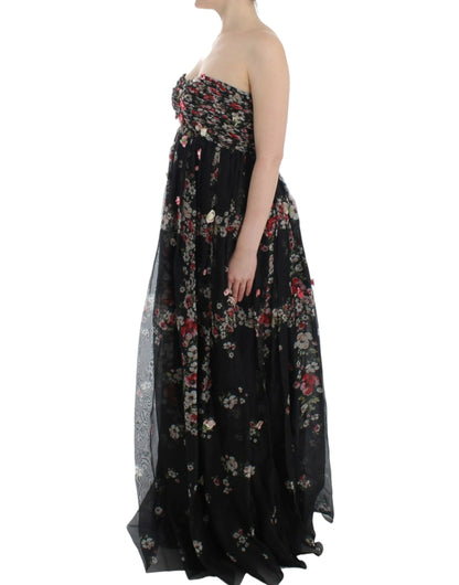 Dolce & Gabbana Elegant Strapless Silk Maxi Dress Dolce & Gabbana