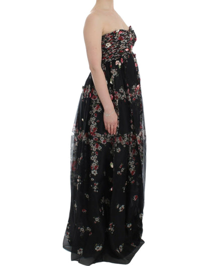 Dolce & Gabbana Elegant Strapless Silk Maxi Dress Dolce & Gabbana