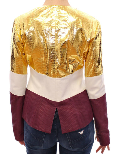 Vladimiro Gioia Elegant Metallic Croc Print Leather Jacket Vladimiro Gioia