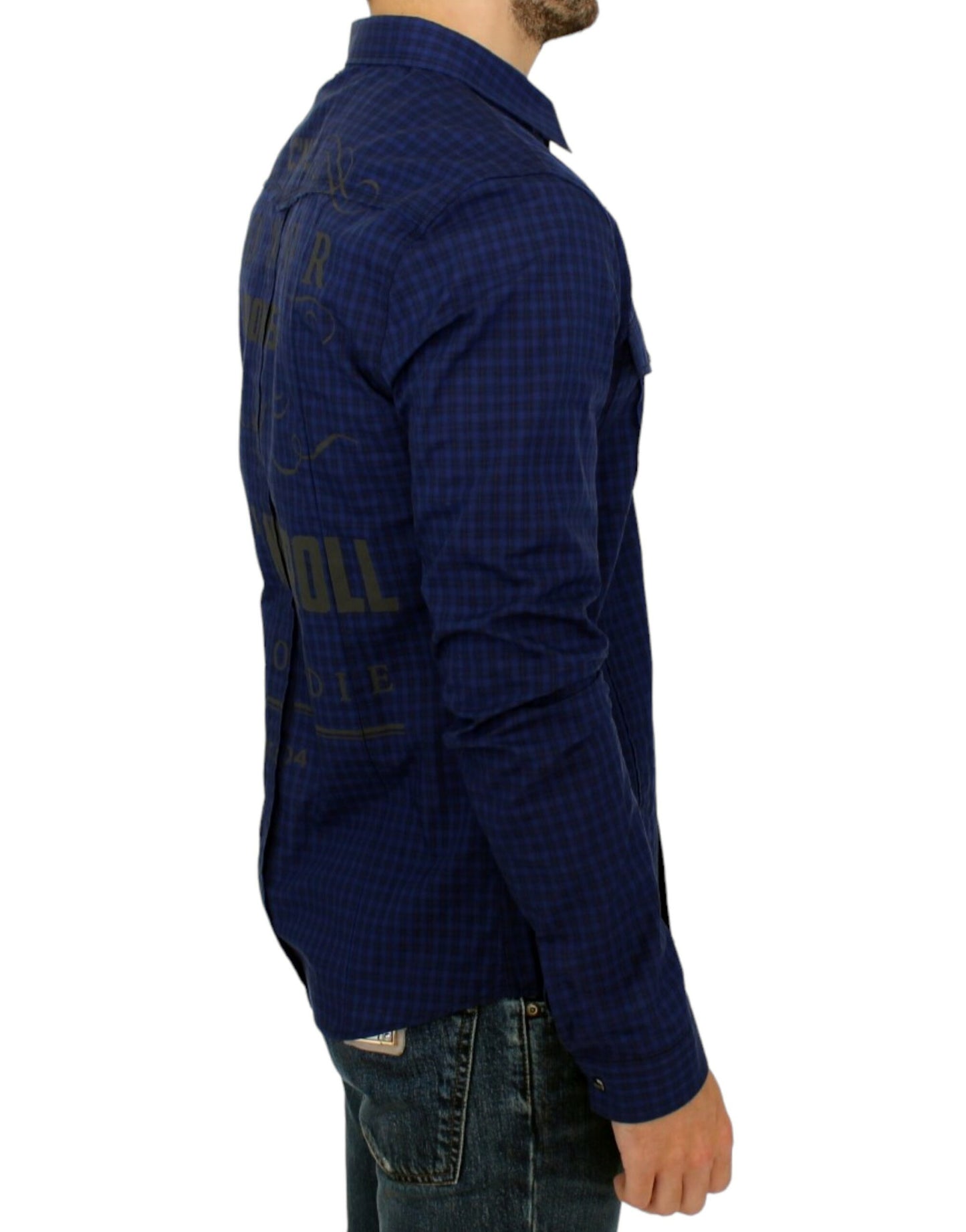 Costume National Chic Blue Checkered Casual Cotton Shirt Costume National