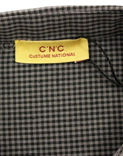 Costume National Chic Gray Checked Casual Linen Blend Shirt Costume National