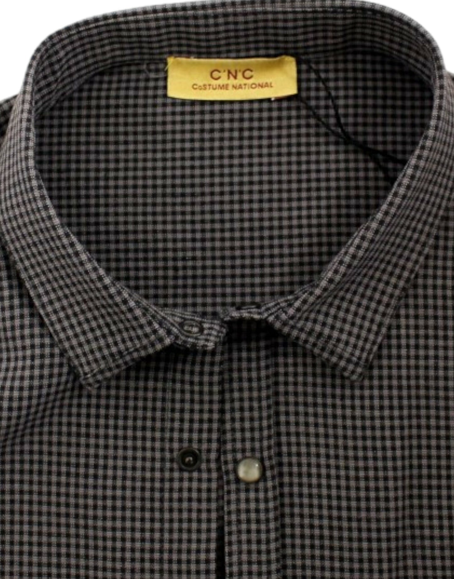 Costume National Chic Gray Checked Casual Linen Blend Shirt Costume National