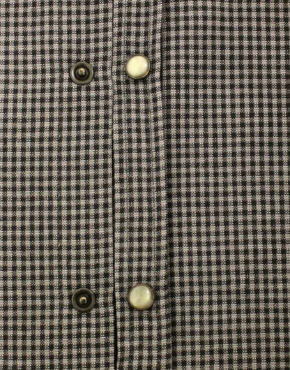 Costume National Chic Gray Checked Casual Linen Blend Shirt Costume National